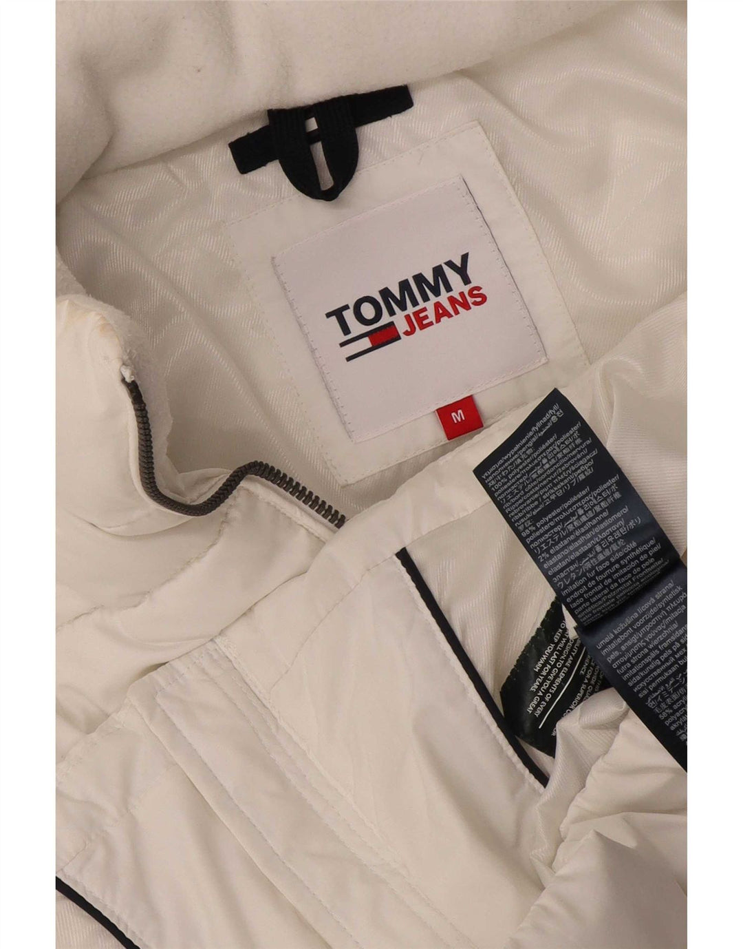 Jachetă căptușită cu glugă Tommy Hilfiger pentru femei UK 14 Poliester alb mediu