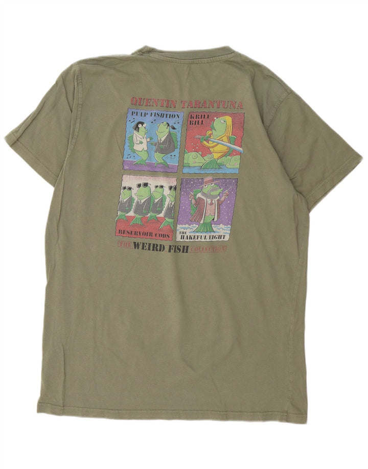 Tricou grafic pentru bărbați Weird Fish Top mare din bumbac kaki