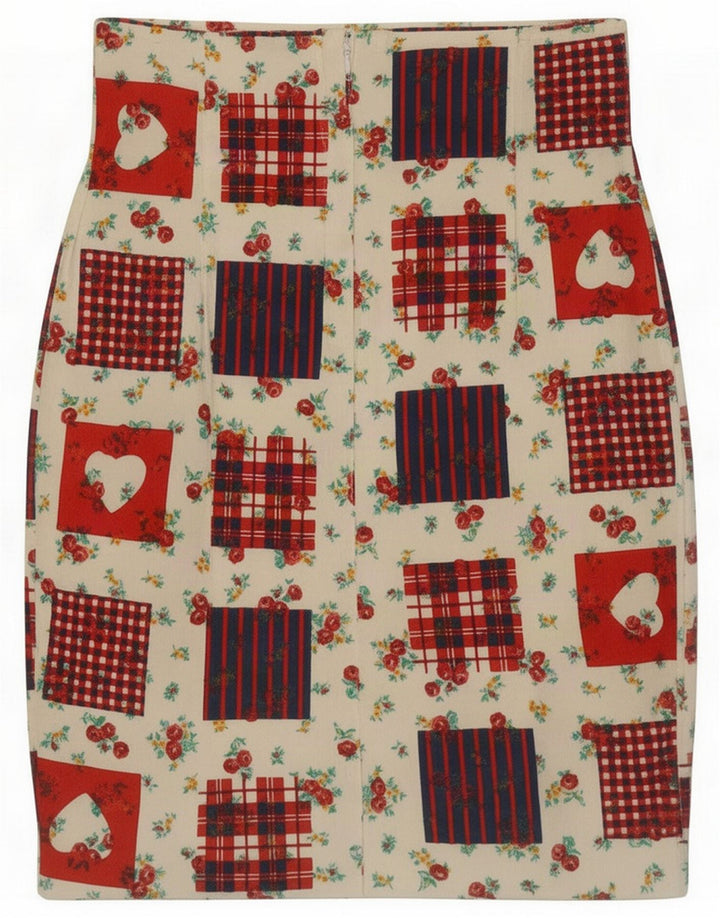 Fusta creion pentru femei de epocă mică W26 bumbac mozaic multicolor