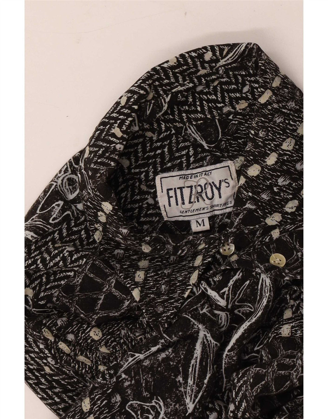 Cămașă vintage pentru bărbați cu mânecă scurtă, mediu negru, mozaic