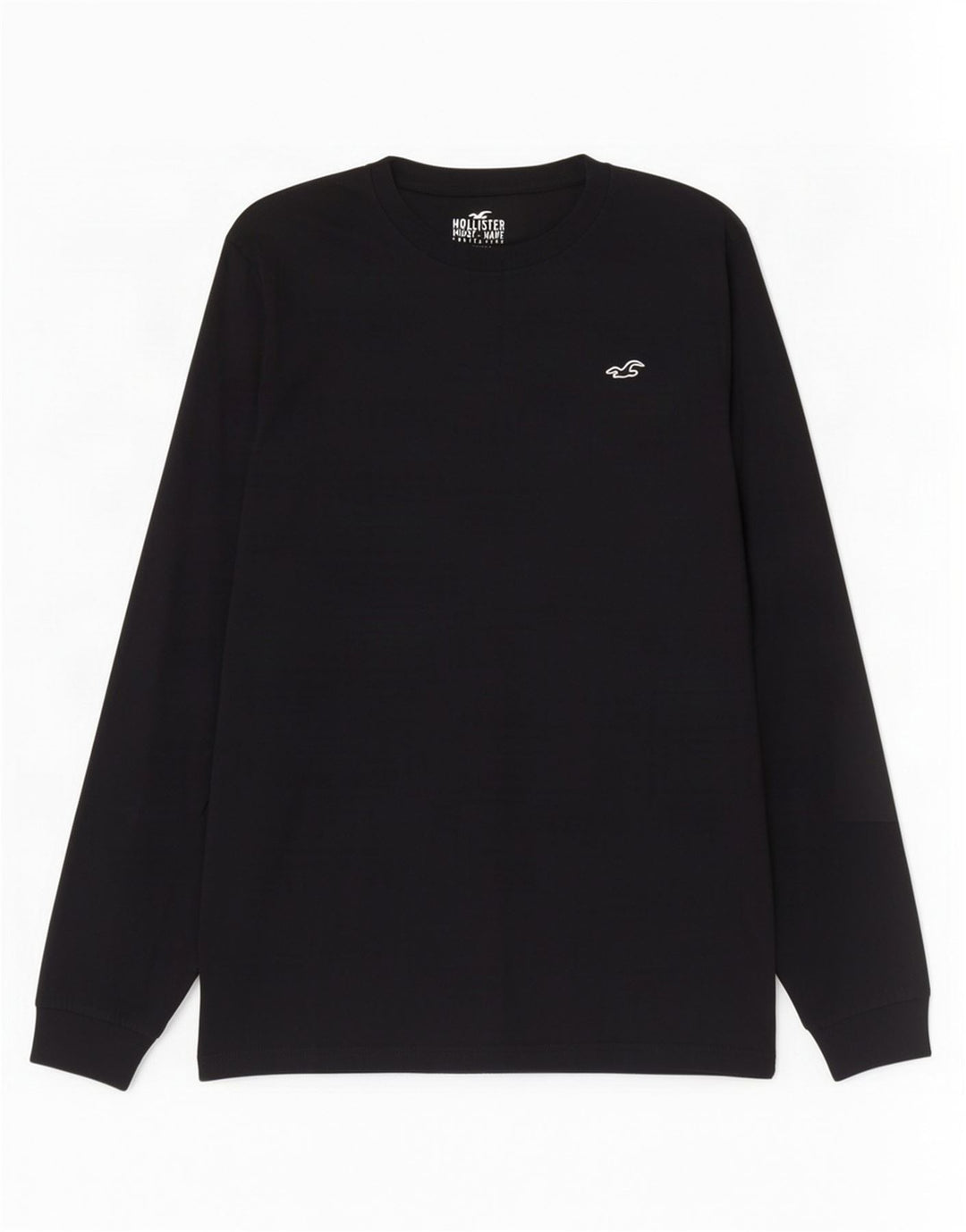 Hollister Top pentru bărbați cu mânecă lungă, bumbac mediu negru
