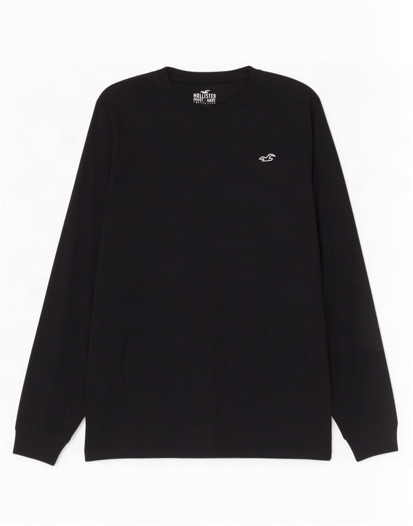 Hollister Top pentru bărbați cu mânecă lungă, bumbac mediu negru