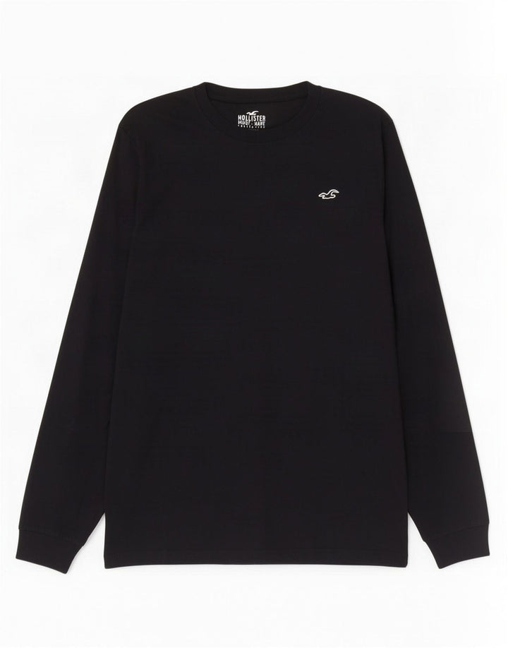 Hollister Top pentru bărbați cu mânecă lungă, bumbac mediu negru