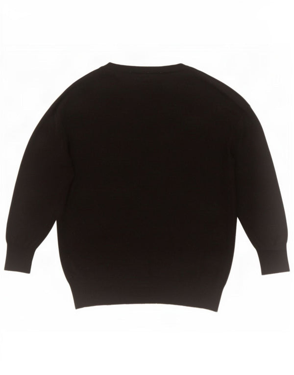 Pulover supradimensionat cu decolteu în V Zara pentru femei UK 10 Poliester negru mic