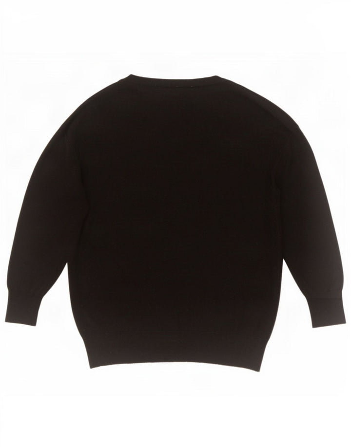 Pulover supradimensionat cu decolteu în V Zara pentru femei UK 10 Poliester negru mic