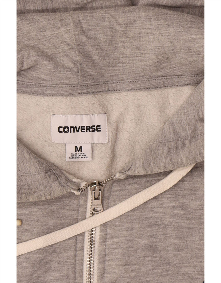 Pulover Converse pentru bărbați, cu fermoar, bumbac, gri mediu