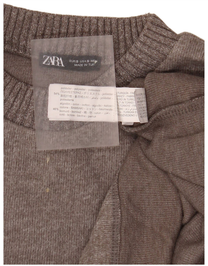 Pulover supradimensionat pentru femei Zara, cu gât crew, UK 10, poliester mic, gri