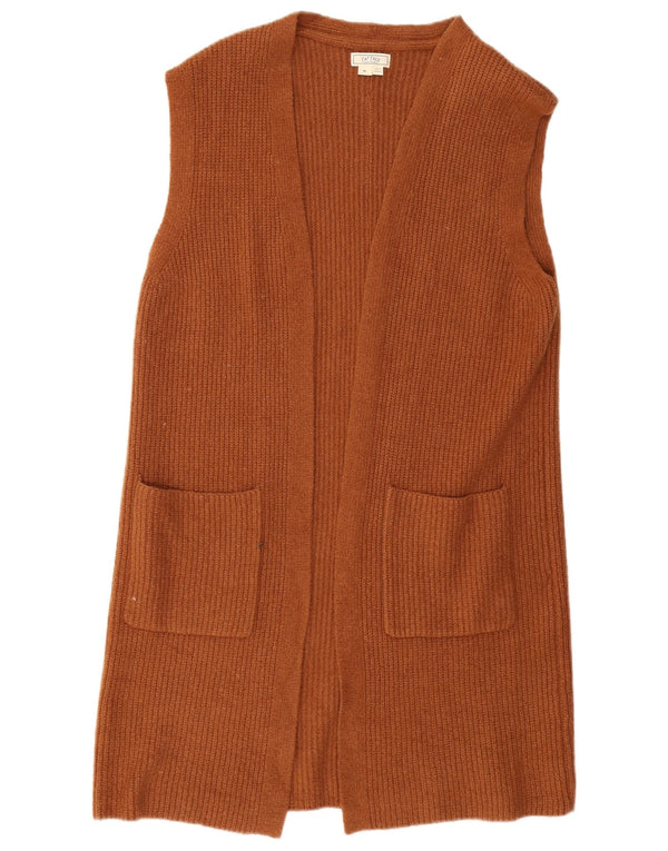 Fat Face Womens Longline Sleeveless Cardigan Sweater UK 14 Medium Brown