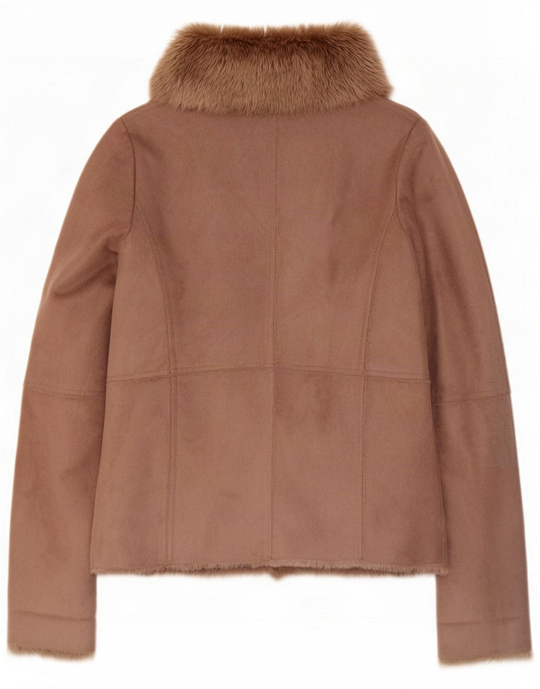 Oasis Womens Open Sherpa Jacket UK 10 Small Brown Poliester