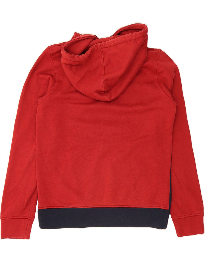 JACK & JONES Mens Graphic Hoodie Jumper Small Red Colourblock Polyester Vintage Jack & Jones and Second-Hand Jack & Jones from Messina Hembry 