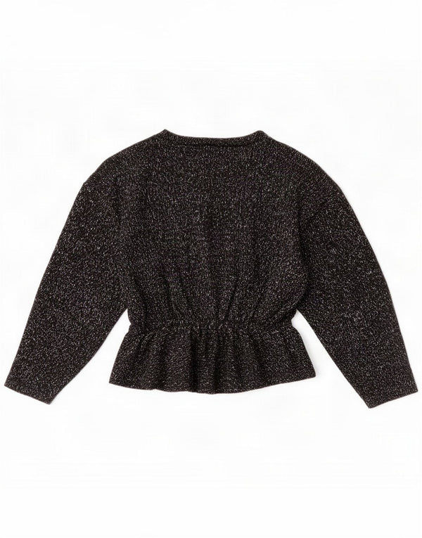 Vintage Pulover cu gât de barcă pentru femei UK 14 Medium Black Flecked