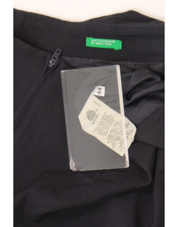 Fusta mini pentru femei Benetton IT 44 Medium W28 Lână virgină bleumarin