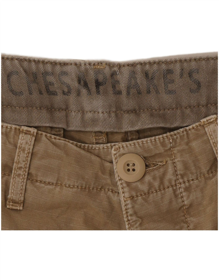 Pantaloni scurti cargo vintage pentru bărbați W33, bumbac cu dungi kaki medii