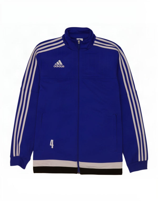 Jachetă de top pentru trening grafic Adidas pentru bărbați, albastru mediu, poliester color bloc