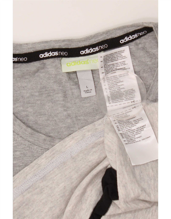 Tricou pentru bărbați Adidas Top mare, gri, cu dungi din bumbac