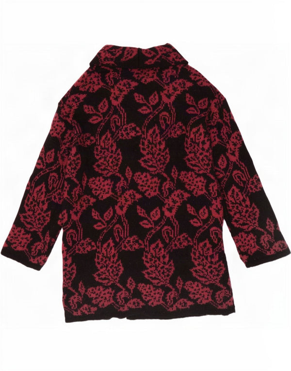 Pulover cardigan cu paragate pentru femei Laura Ashley UK 10 Mic Negru Floral