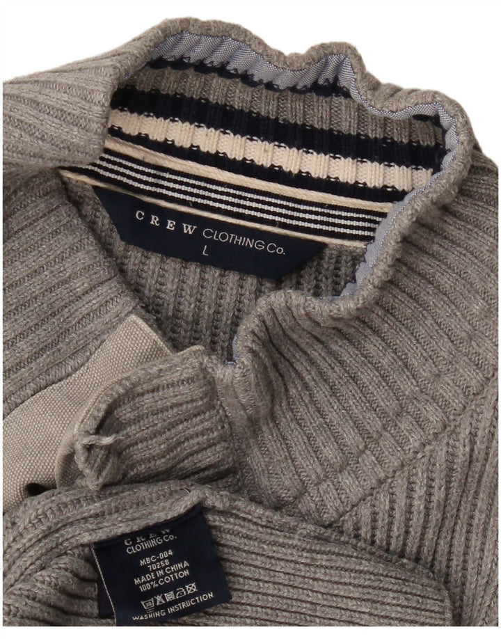 CREW CLOTHING Pulover pentru bărbați cu gât cu nasturi Pulover mare, gri, bumbac
