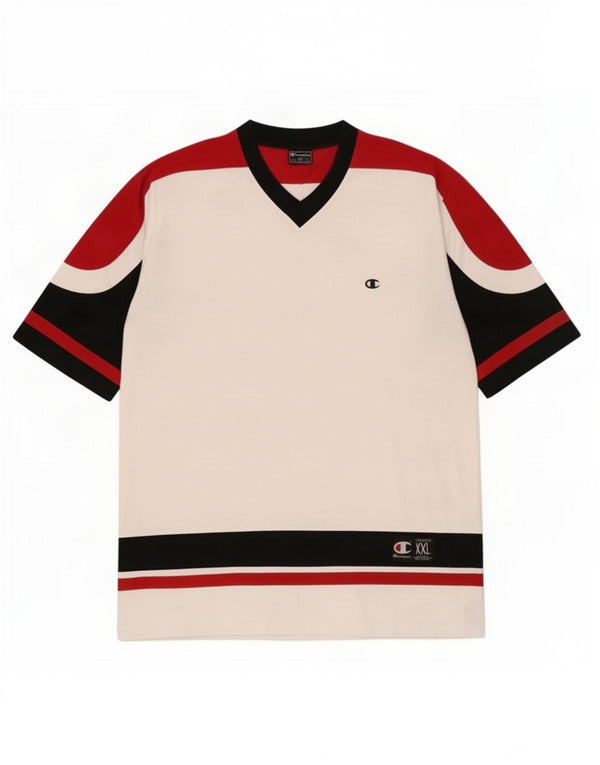 Tricou grafic pentru bărbați Champion Top 2XL, bumbac color bloc alb