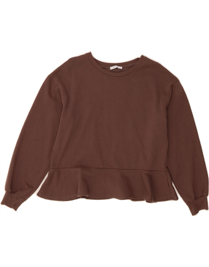 ZARA Womens Sweatshirt Jumper UK 14 Medium Brown Polyester Vintage Zara and Second-Hand Zara from Messina Hembry 