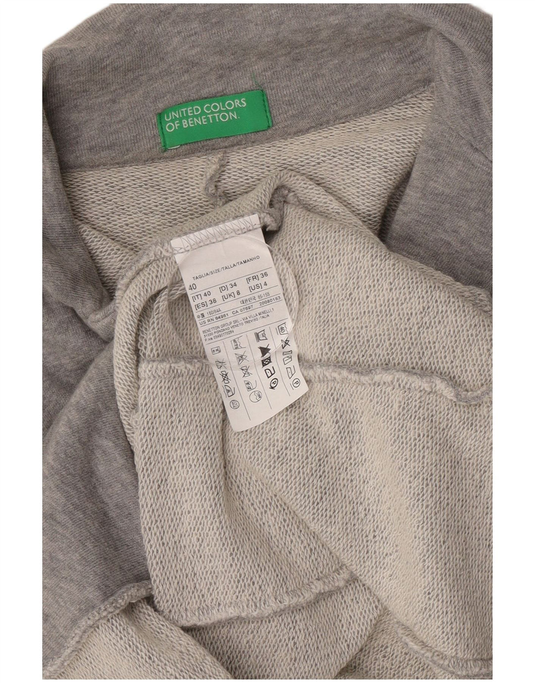 Jachetă Benetton pentru femei cu 1 nasture, UK 8, bumbac gri mic