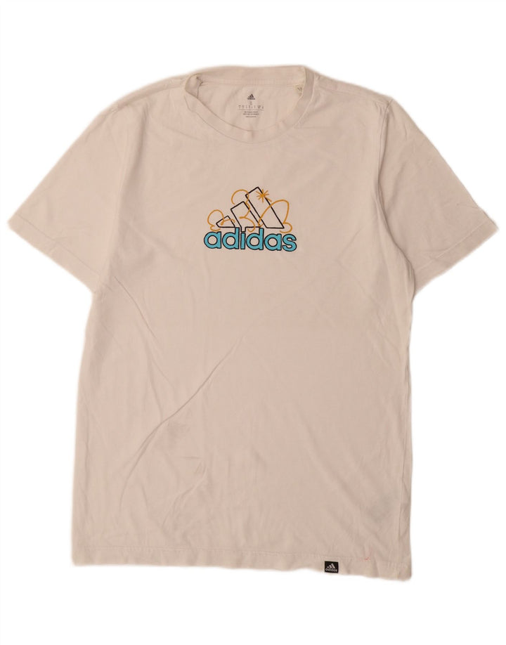 Tricou grafic pentru bărbați Adidas Top mic, alb, bumbac