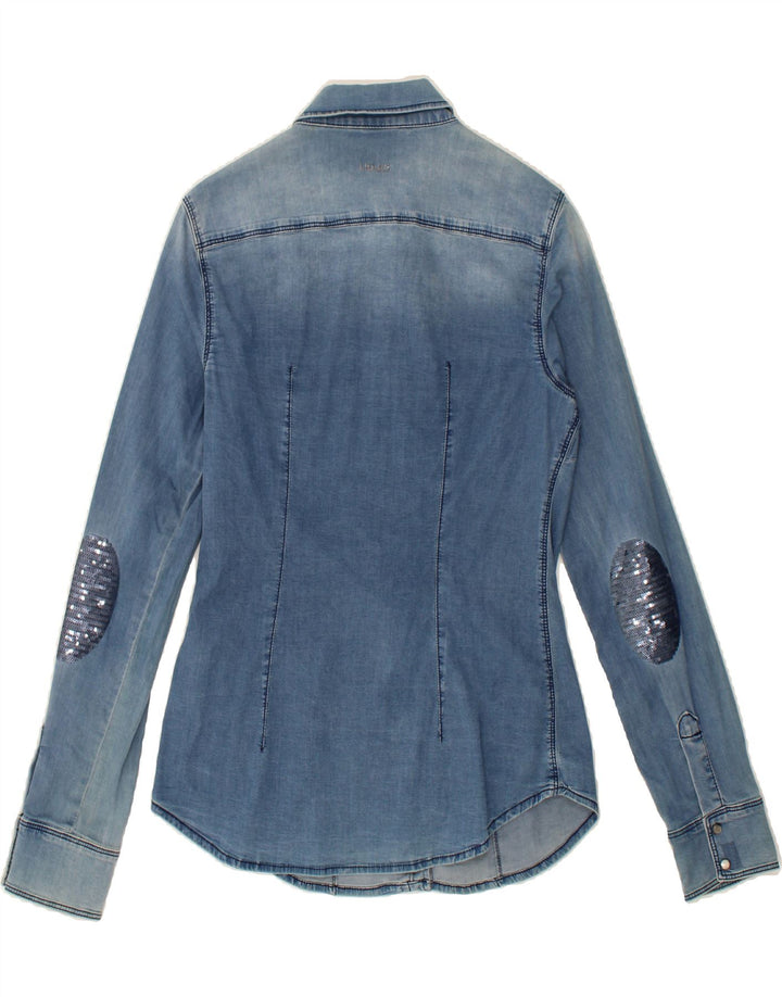 LIU JO Womens Denim Shirt IT 44 Medium Blue Cotton Vintage Liu Jo and Second-Hand Liu Jo from Messina Hembry 