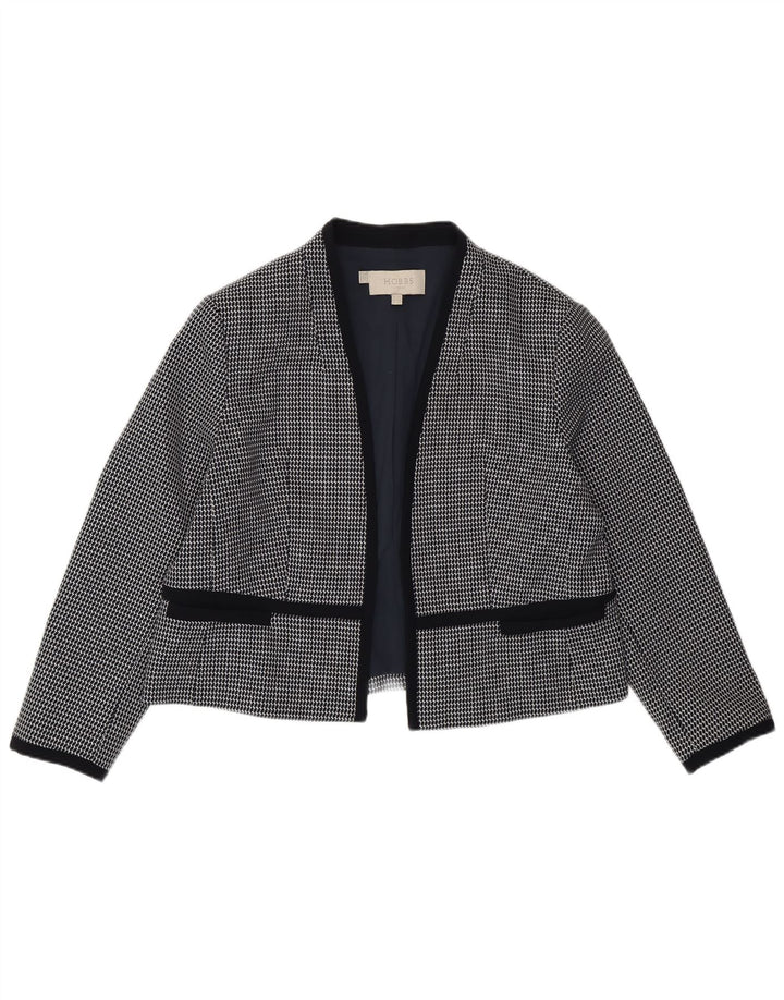 Jachetă Hobbs pentru femei Crop Open Blazer UK 18 XL Bleumarin Geometric Poliester