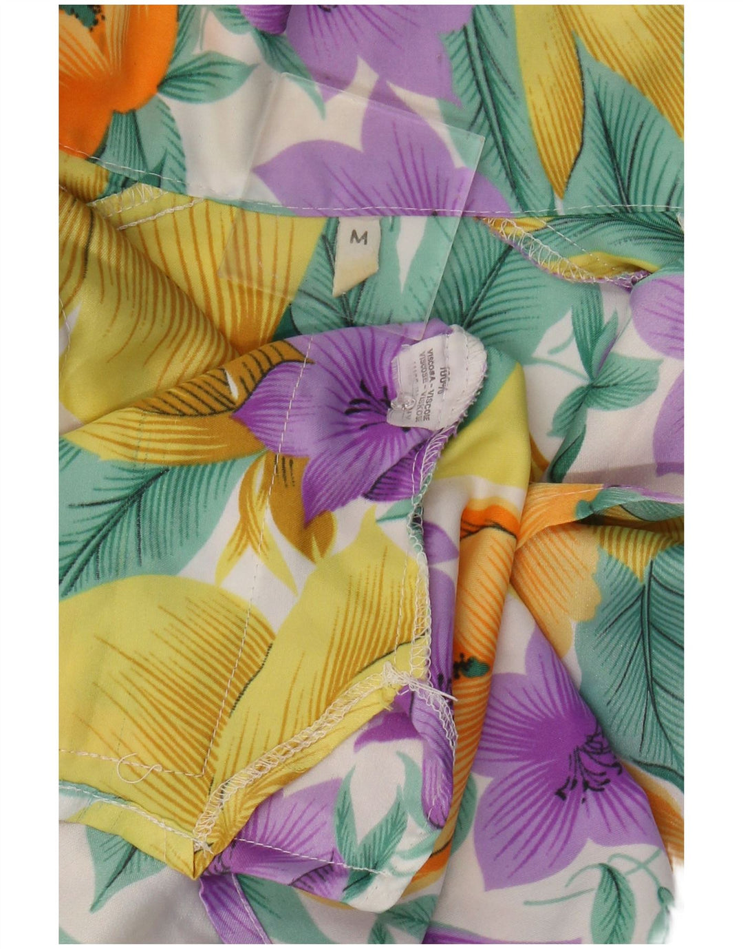 Bluză de cămașă vintage pentru femei UK 14 Vâscoză florală multicoloră medie