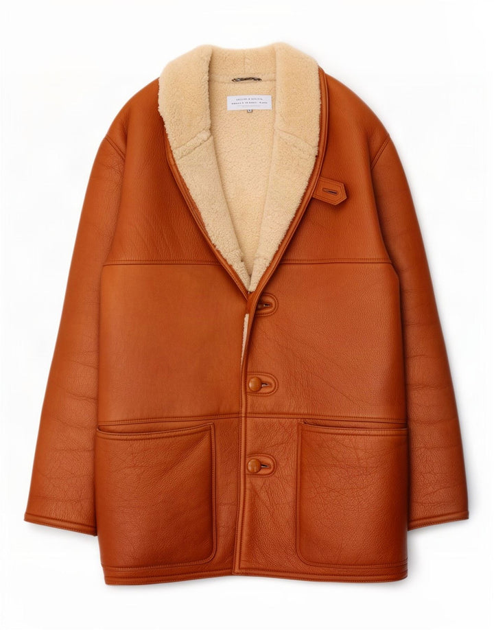 Jachetă din shearling pentru bărbați Lamatta UK 40 Maro mare