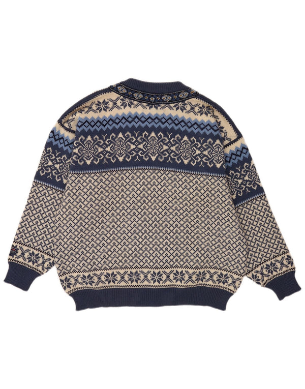 Cardigan pentru bărbați Nordstrikk Pulover XL Blue Fair Isle Lână virgină