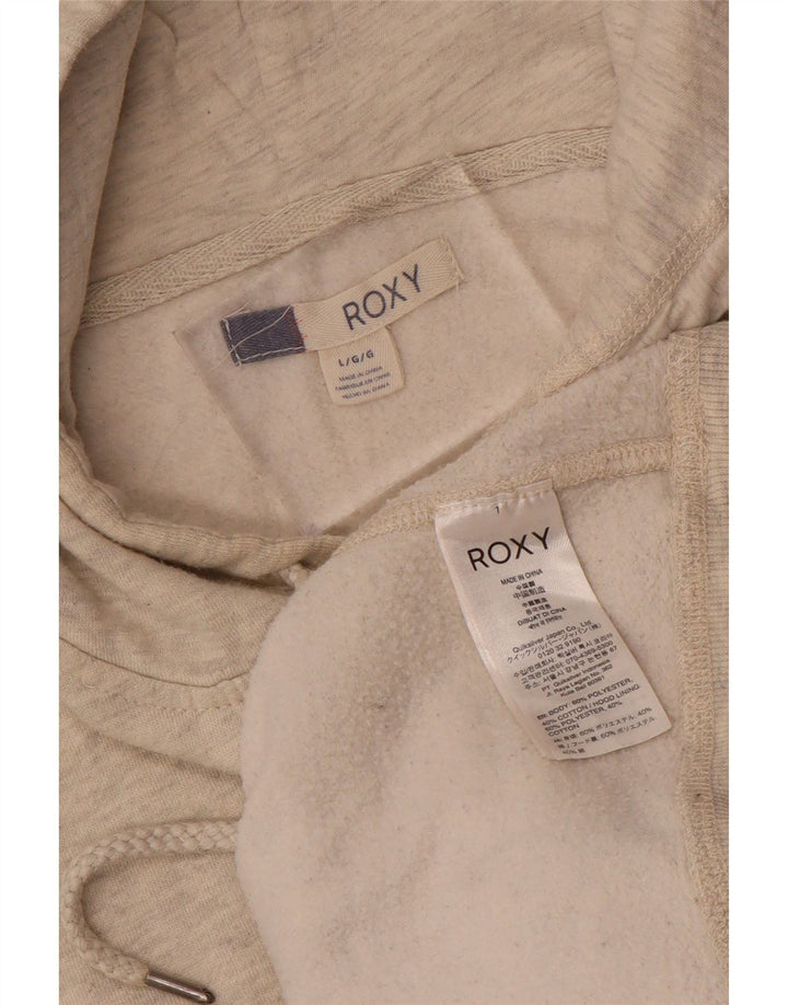 Pulover cu glugă cu grafic ROXY pentru femei UK 16, mare, bej, poliester cu pături