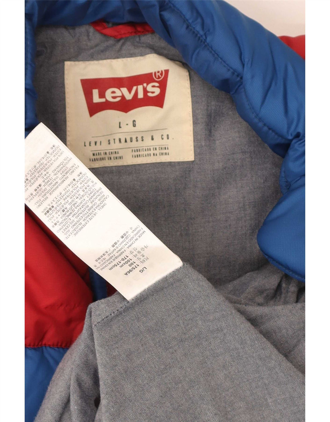 Gilet căptușit pentru bărbați Levi's UK 40 Large Blue Colorblock Poliester
