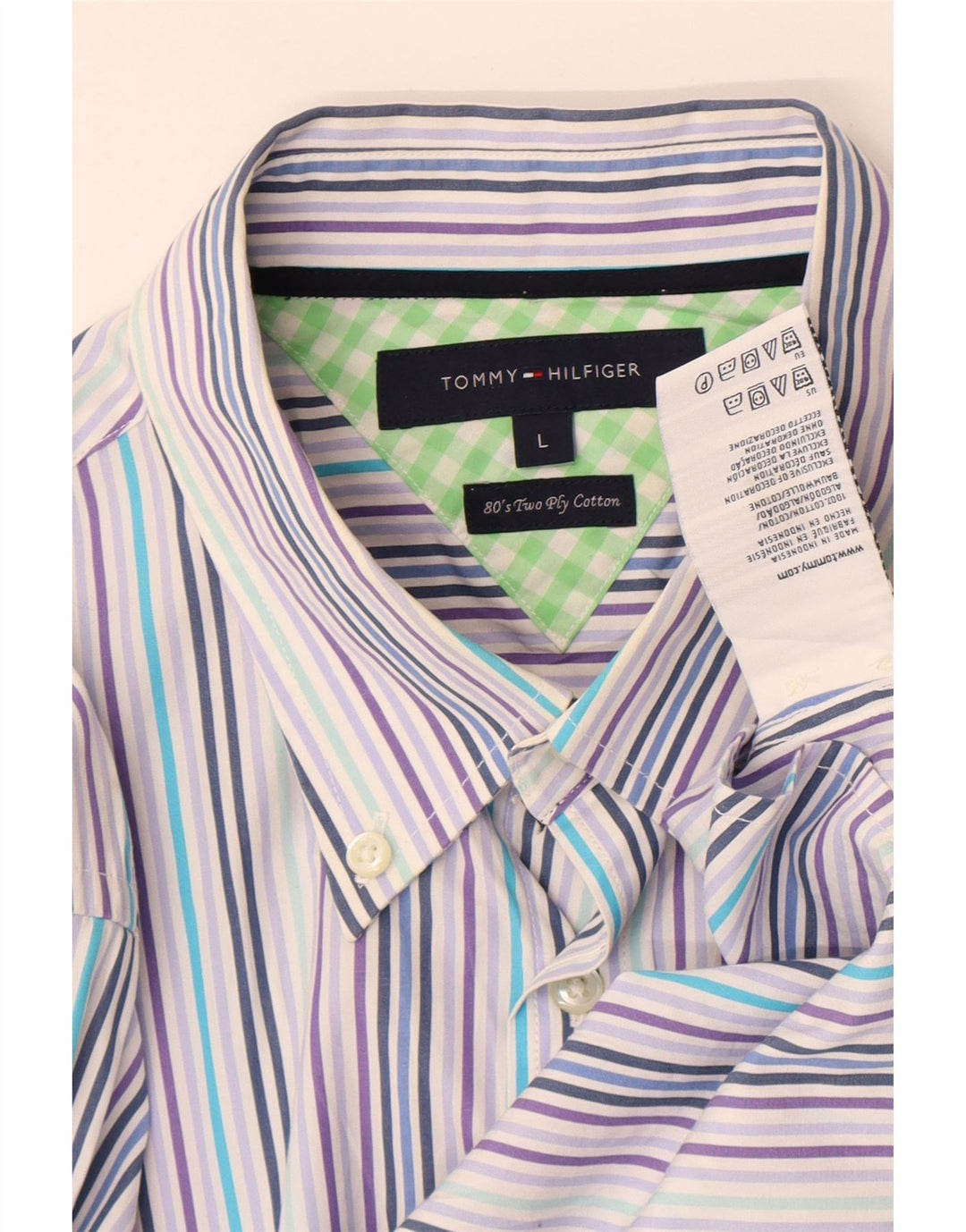 Cămașă pentru bărbați Tommy Hilfiger, bumbac cu dungi mari, albastre