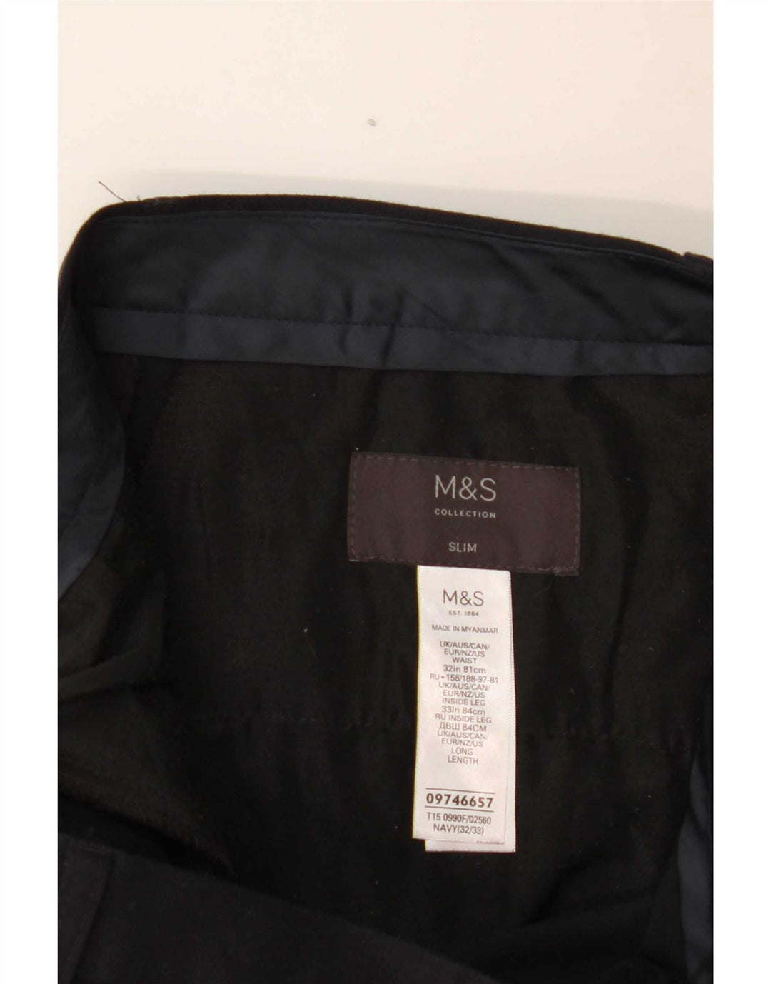 Marks & Spencer Pantaloni subțiri pentru femei L32 L33 Poliester bleumarin