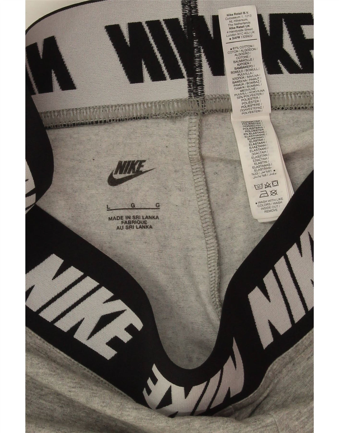 Leggings grafic Nike pentru femei UK 14 mare bumbac gri