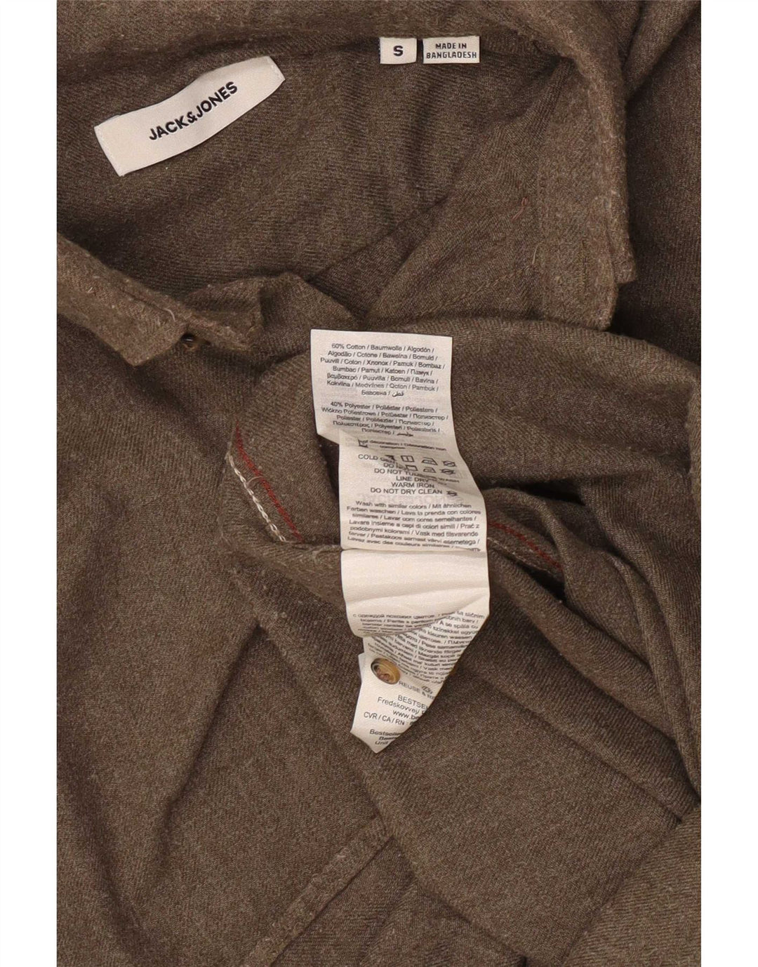 Cămașă de flanel Jack & Jones pentru bărbați, bumbac kaki mic