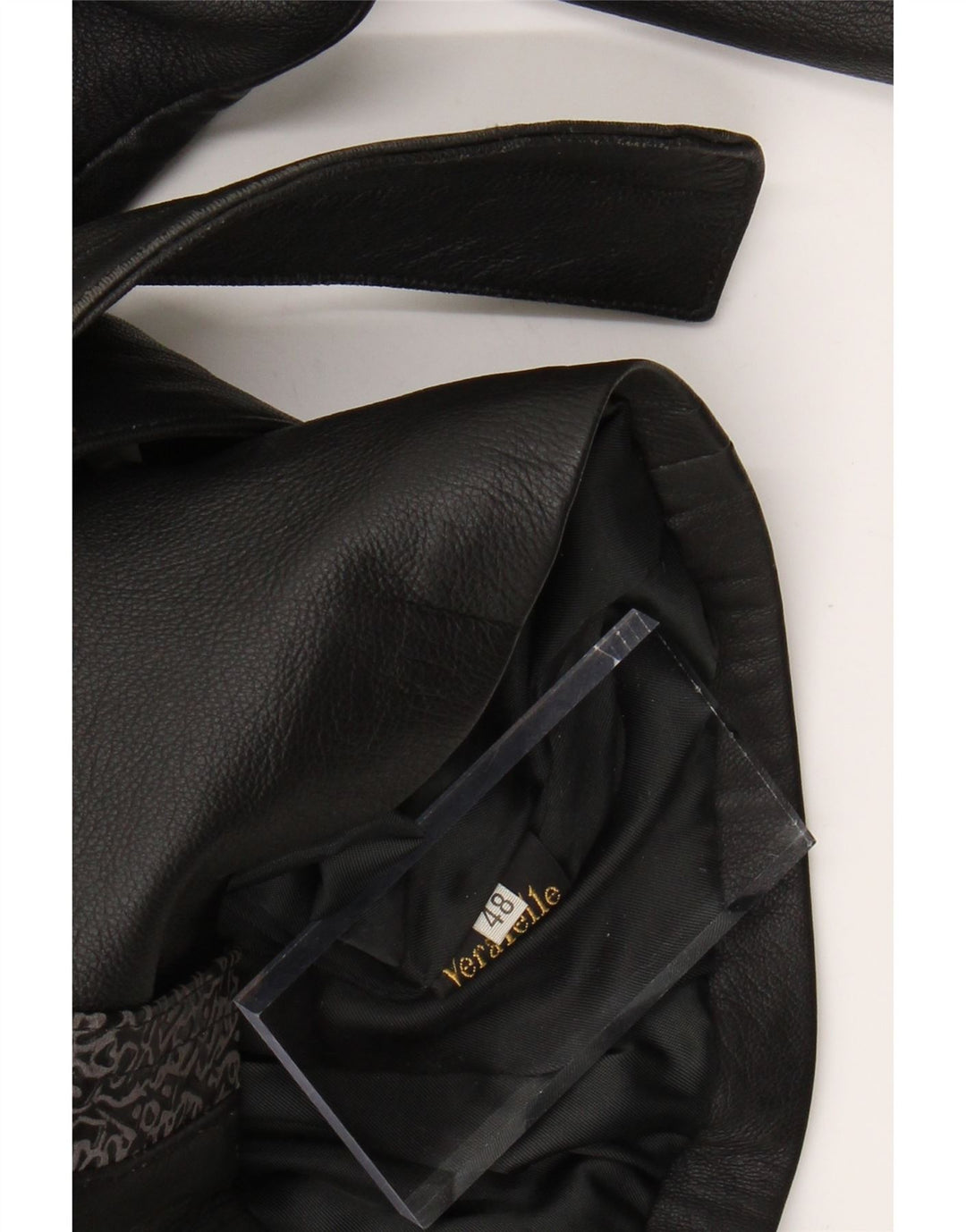 Jachetă de piele pentru femei VINTAGE IT 48 XL din piele geometrică neagră