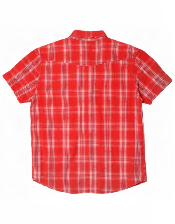 Cămașă pentru bărbați Wrangler cu mânecă scurtă XL, bumbac roșu cu carouri