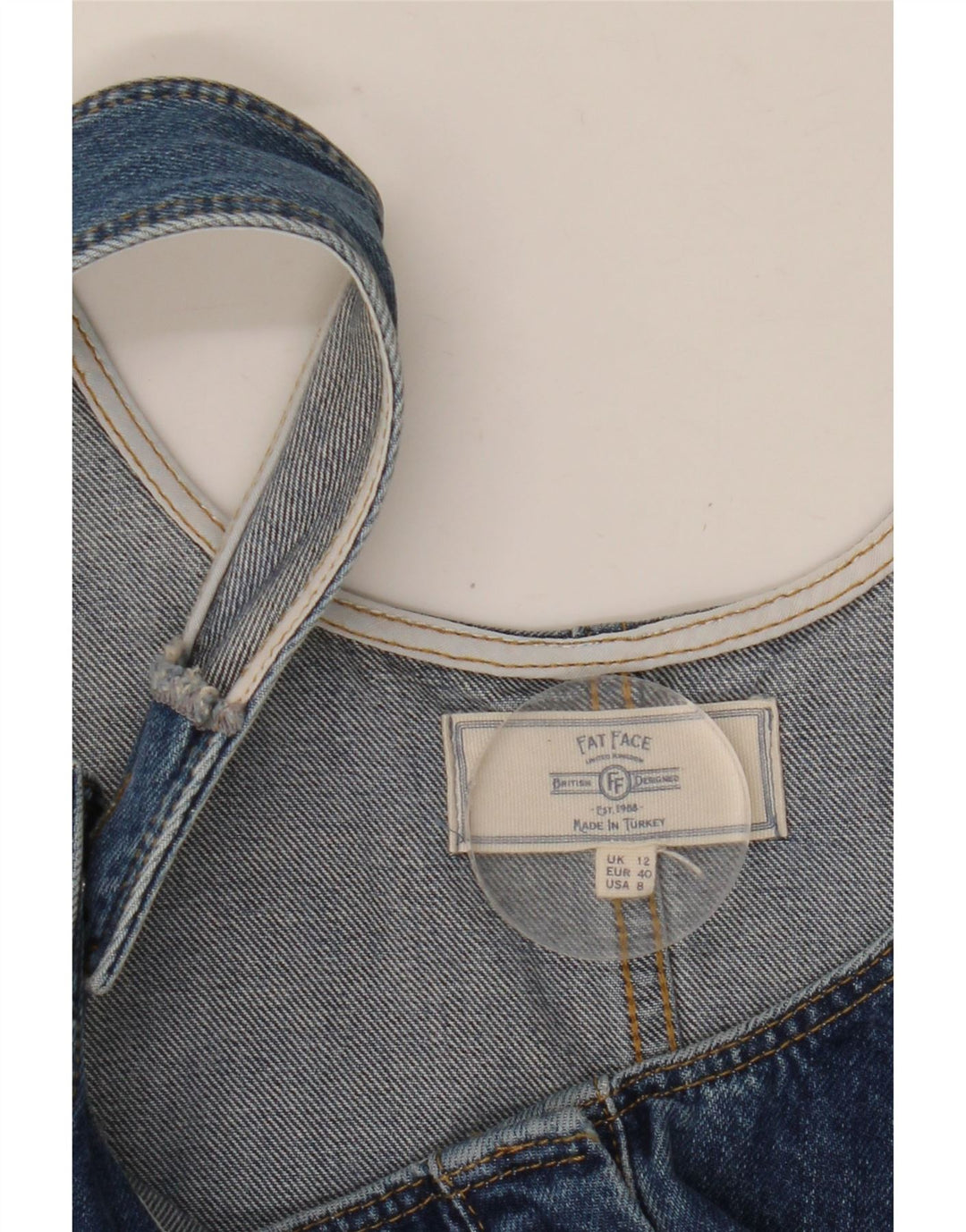 Rochie salopetă de denim pentru femei Fat Face UK 12 Medium Blue