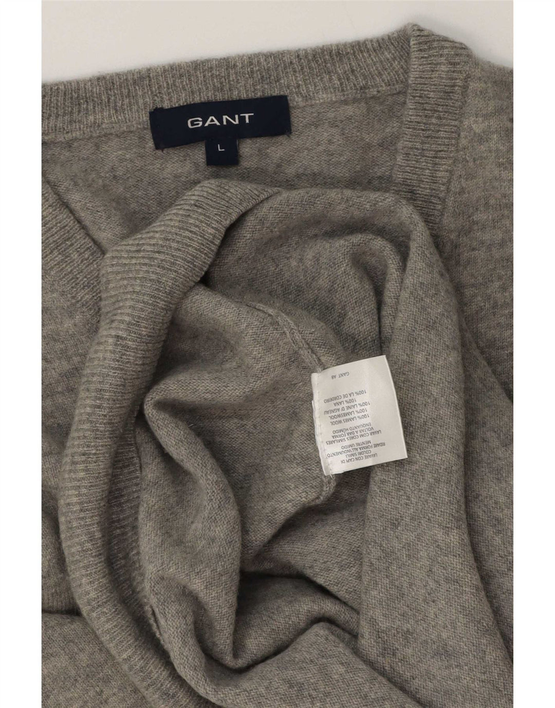Gant Pulover cu decolteu în V pentru bărbați, lână de miel mare, gri