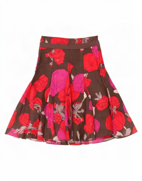 Fusta în formă de A Hobbs pentru femei UK 8 Small W28 Brown Floral Flax