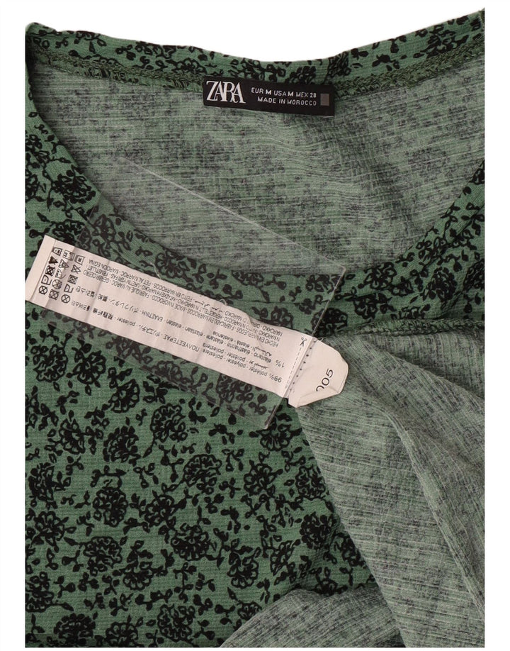 Rochie A-Line ZARA pentru femei UK 14 Poliester Floral Verde Mediu