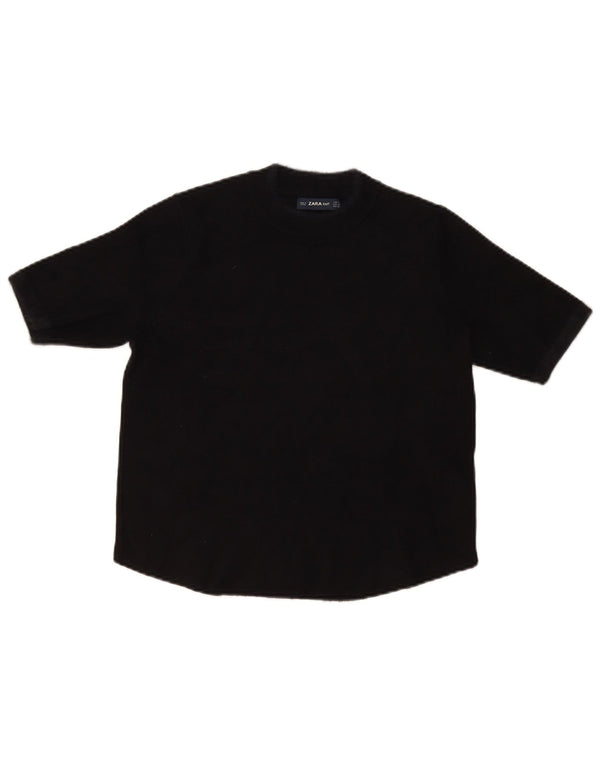 Pulover pentru femei cu mânecă scurtă cu gât țestoasă Zara UK 14 Medium Negru