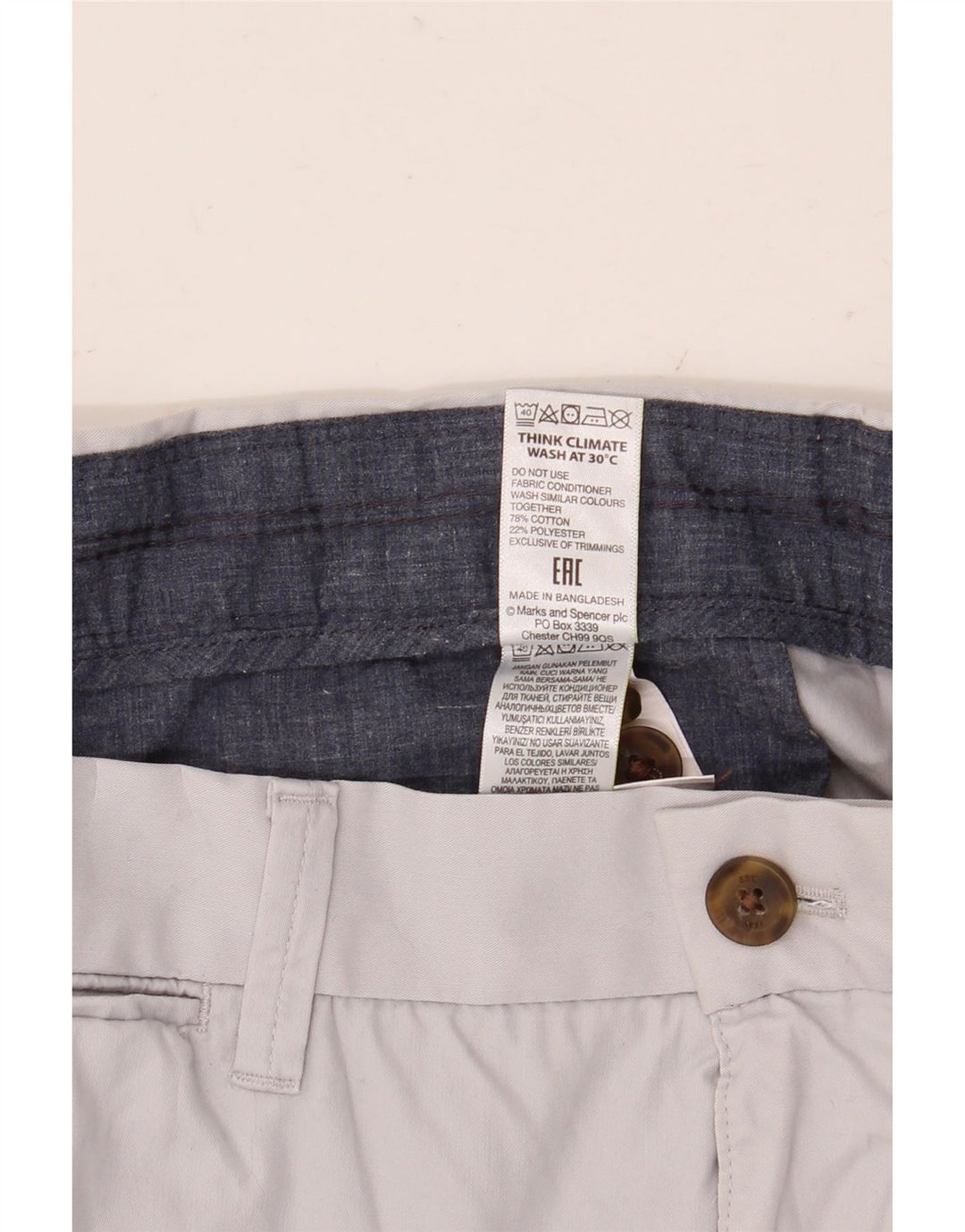 Pantaloni scurți chino pentru bărbați Marks & Spencer W36, bumbac gri mare
