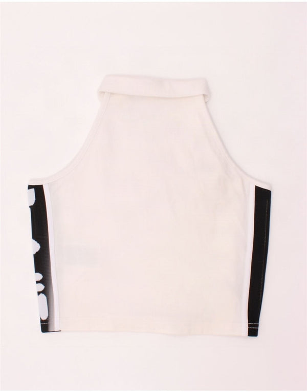 Top cu vestă crop grafică pentru femei Fila UK 4 XS, bumbac color bloc alb