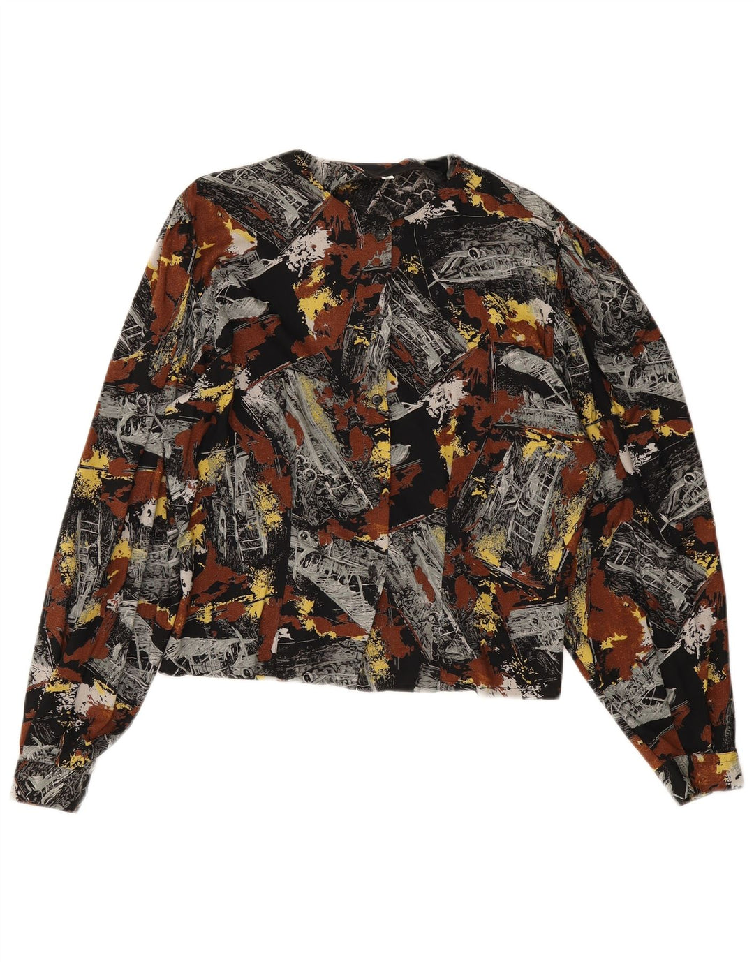 Cămașă/Bluză pentru Femei Vintage cu Model Abstract UK 14 Mărime Medie Multicolor