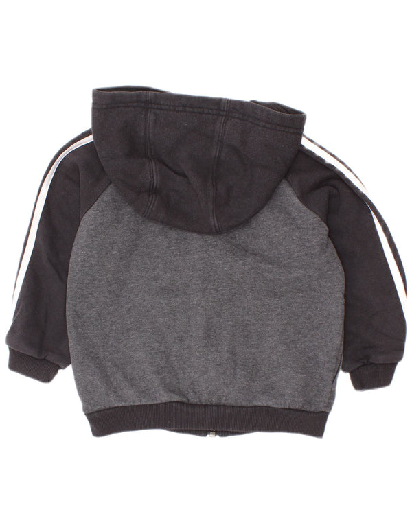 Pulover cu glugă cu fermoar Adidas pentru bebeluși, 12-18 luni, bumbac color bloc, gri