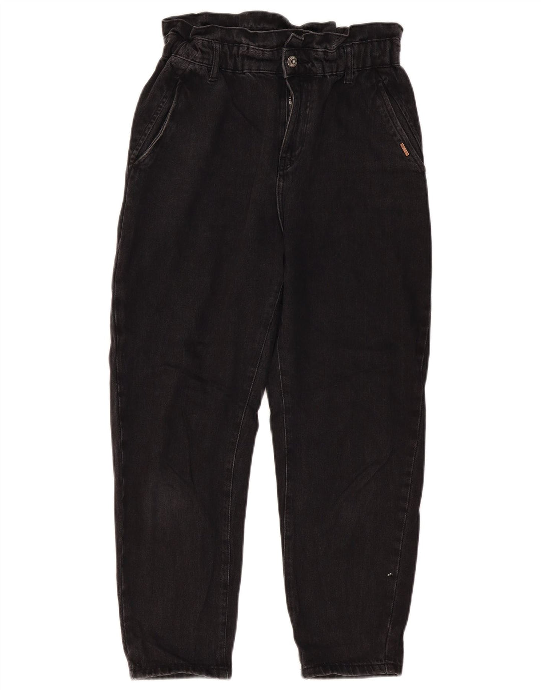 ZARA Womens High Waist Tapered Jeans EU 36 XS W26 L24 Black Cotton