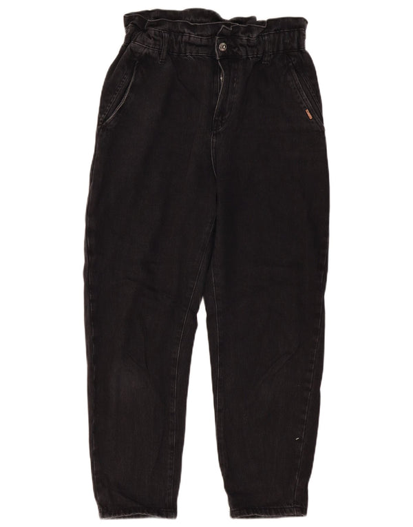 ZARA Womens High Waist Tapered Jeans EU 36 XS W26 L24 Black Cotton