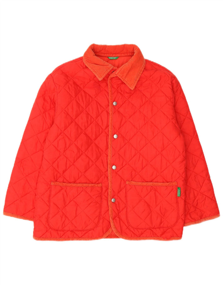 Benetton Boys Quilted Jacket 13-14 Years Large Red Polyamide